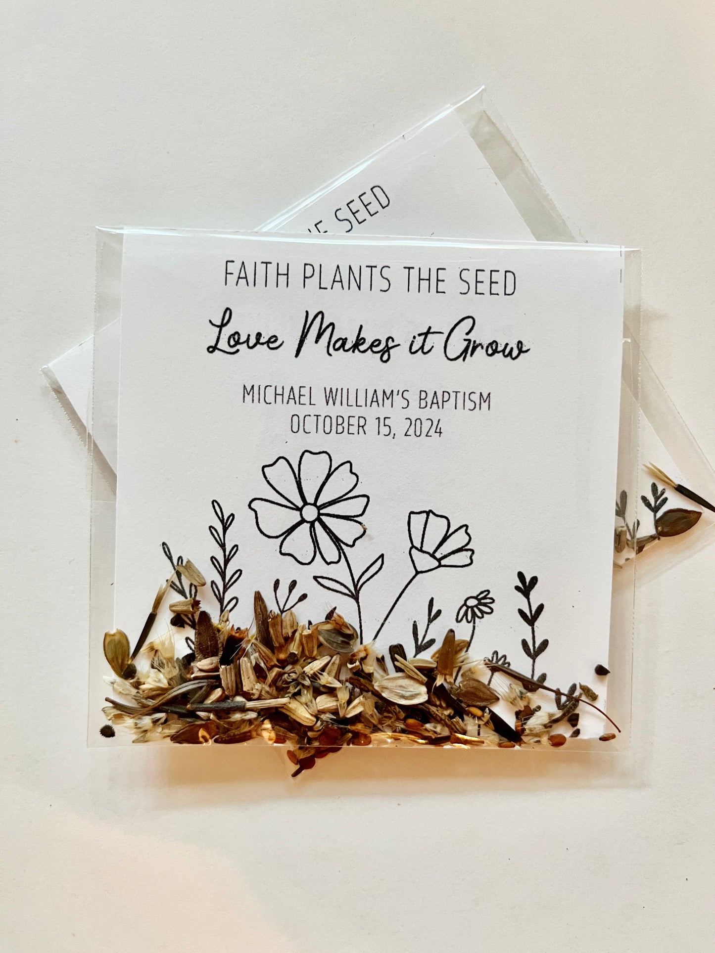 Baptism Favor Seed Envelope | Wildflower Seeds | Wildflower seeds for Baptism, Christening, First Communion | Personalized