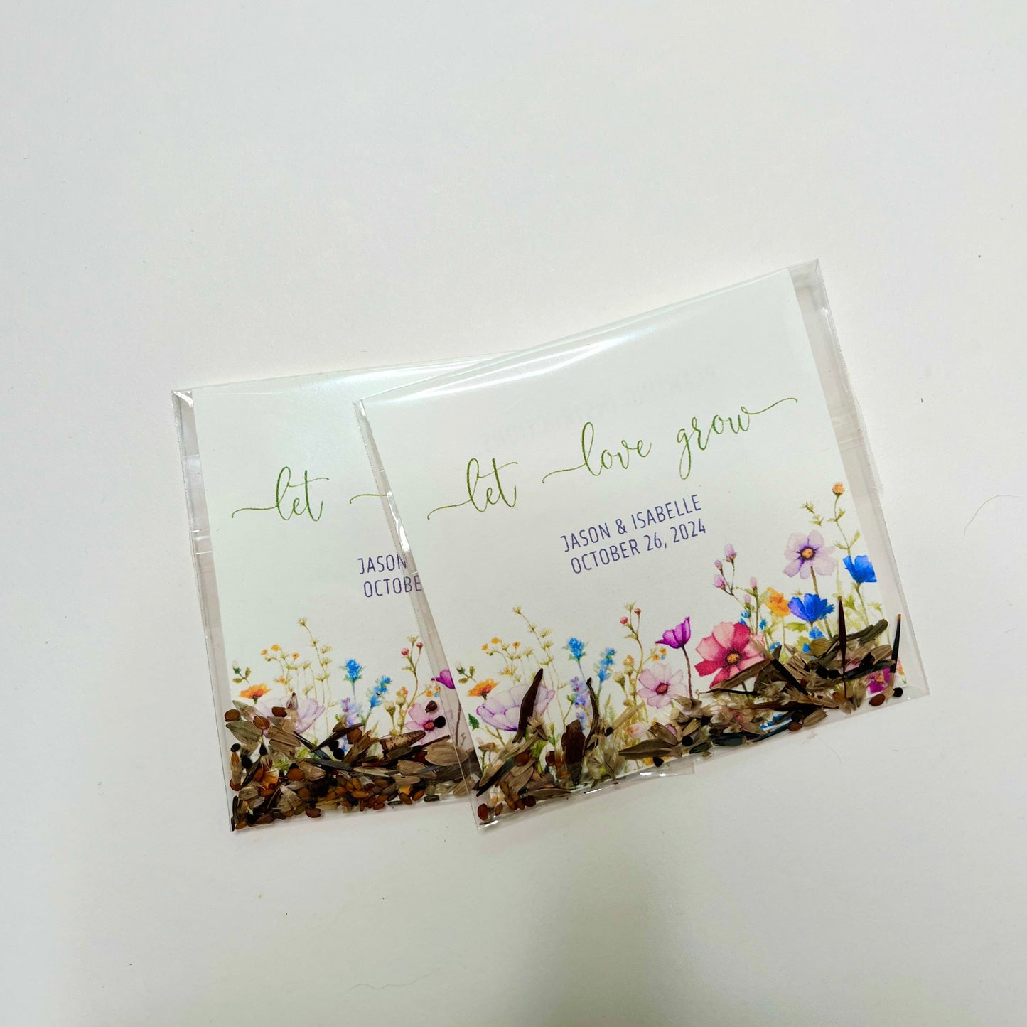 Wedding Favor Seed Envelope | Let Love Grow Wildflower Seeds | Wildflower seeds for Wedding or Bridal Shower | Personalized