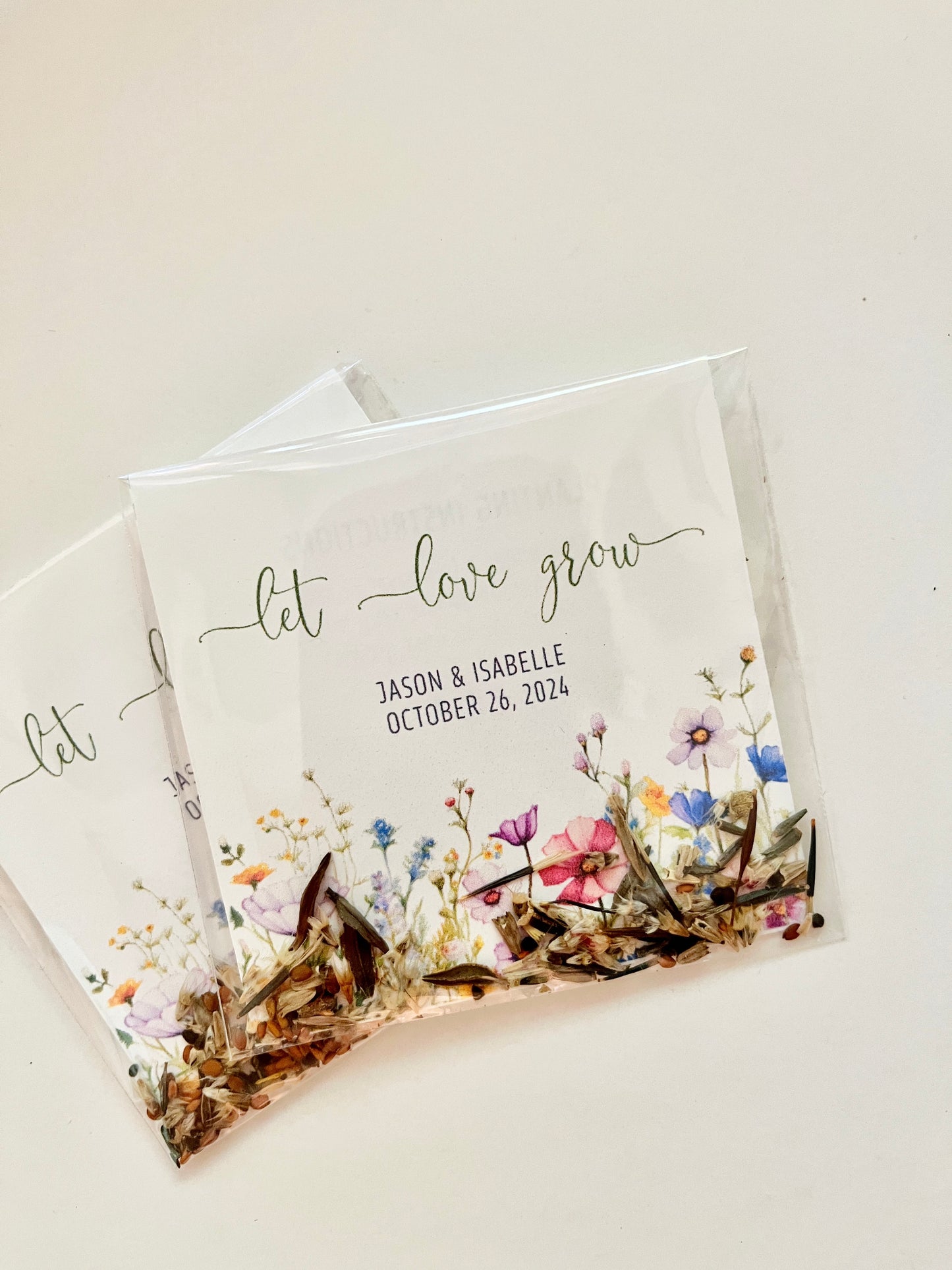 Wedding Favor Seed Envelope | Let Love Grow Wildflower Seeds | Wildflower seeds for Wedding or Bridal Shower | Personalized