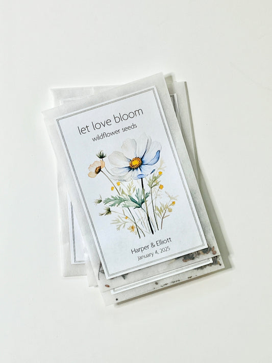 Wildflower Seeds Wedding Favor I Bridal Shower Seed Packet for Wildflower or garden party theme I Rustic Garden Wedding Favor