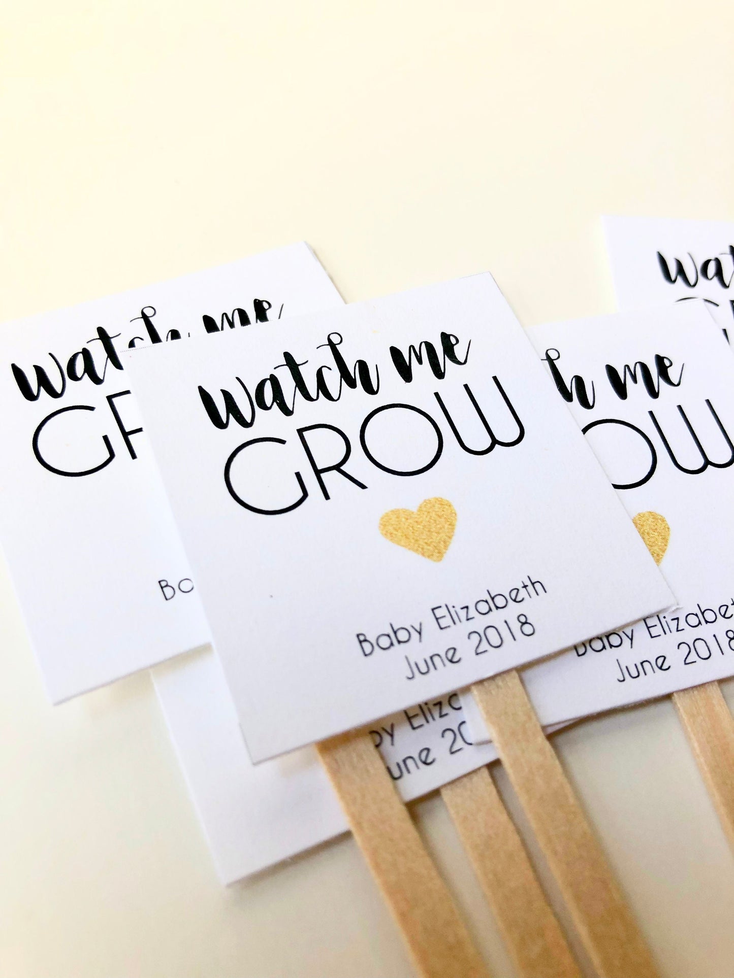 "Watch Me Grow" Plant Favor Stick for Mini Succulents - Ideal Baby Shower Favor