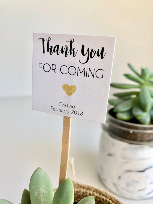 Succulent Plant Thank You Favor Stick - Gratitude in Bloom