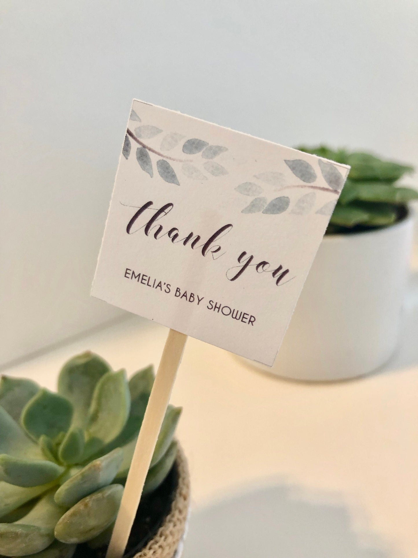 Succulent Plant Thank You Favor Stick - Express Gratitude with Style