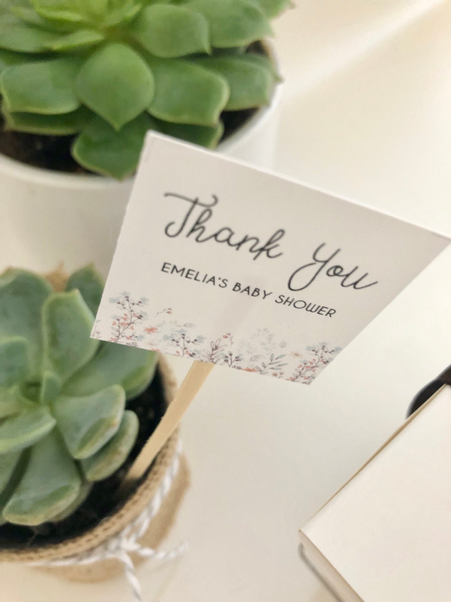 Succulent Plant Thank You Favor Stick - Express Gratitude with Style