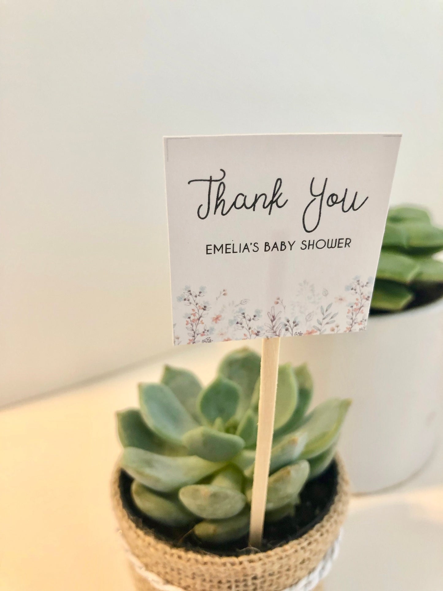 Succulent Plant Thank You Favor Stick - Express Gratitude with Style