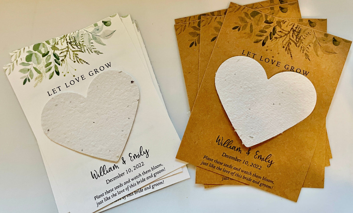 Personalized Wedding Favor Card with Heart-Shaped Seed Paper - Eco-Friendly Wedding Favor