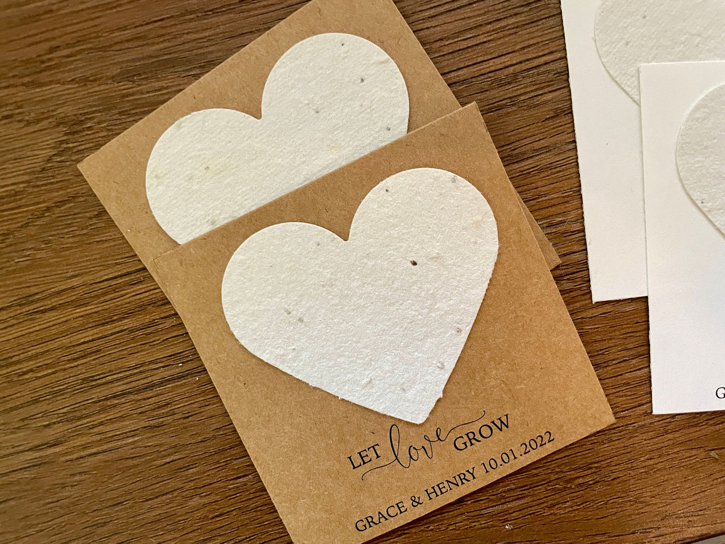 Personalized Wedding Favor Card with Heart-Shaped Seed Paper - Eco-Friendly Wedding Favor