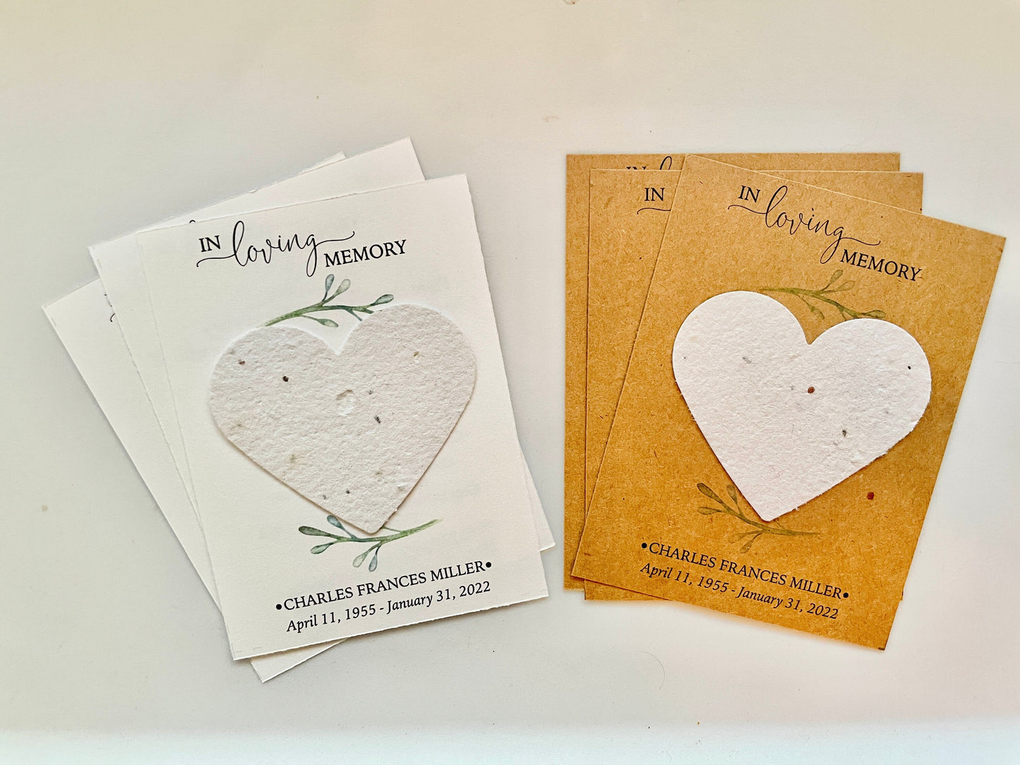 Personalized Memorial Card with Heart-Shaped Seed Paper - Eco-Friendly Tribute