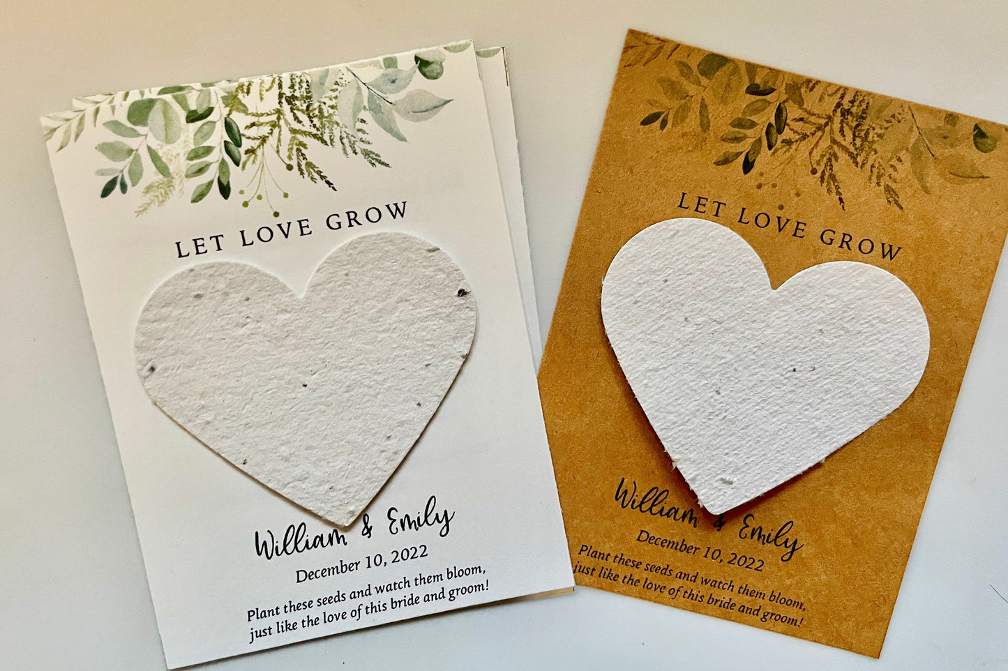 Personalized Wedding Favor Card with Heart-Shaped Seed Paper - Eco-Friendly Wedding Favor