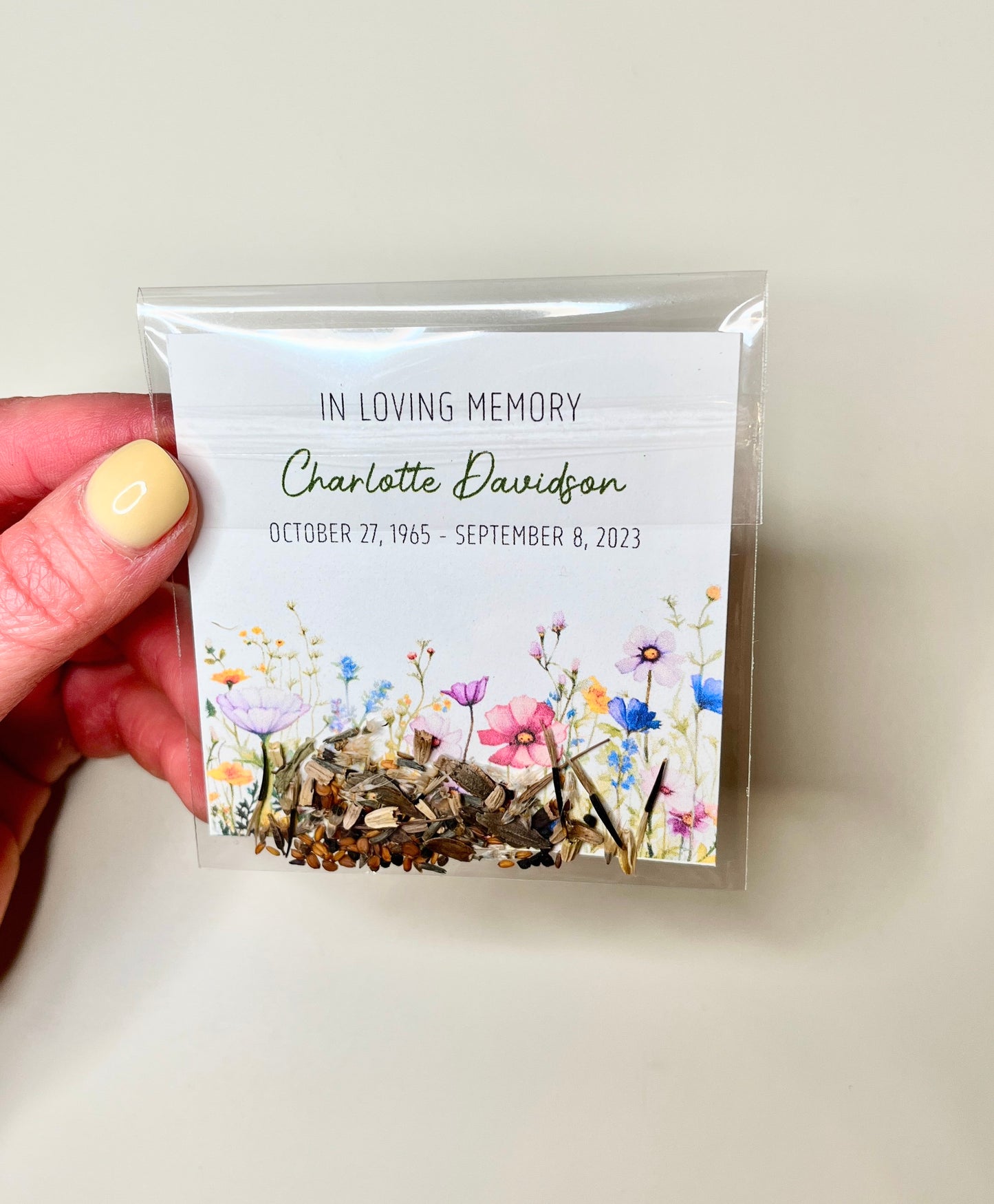 Personalized Memorial Card with Wildflower Seeds - Eco-Friendly Remembrance