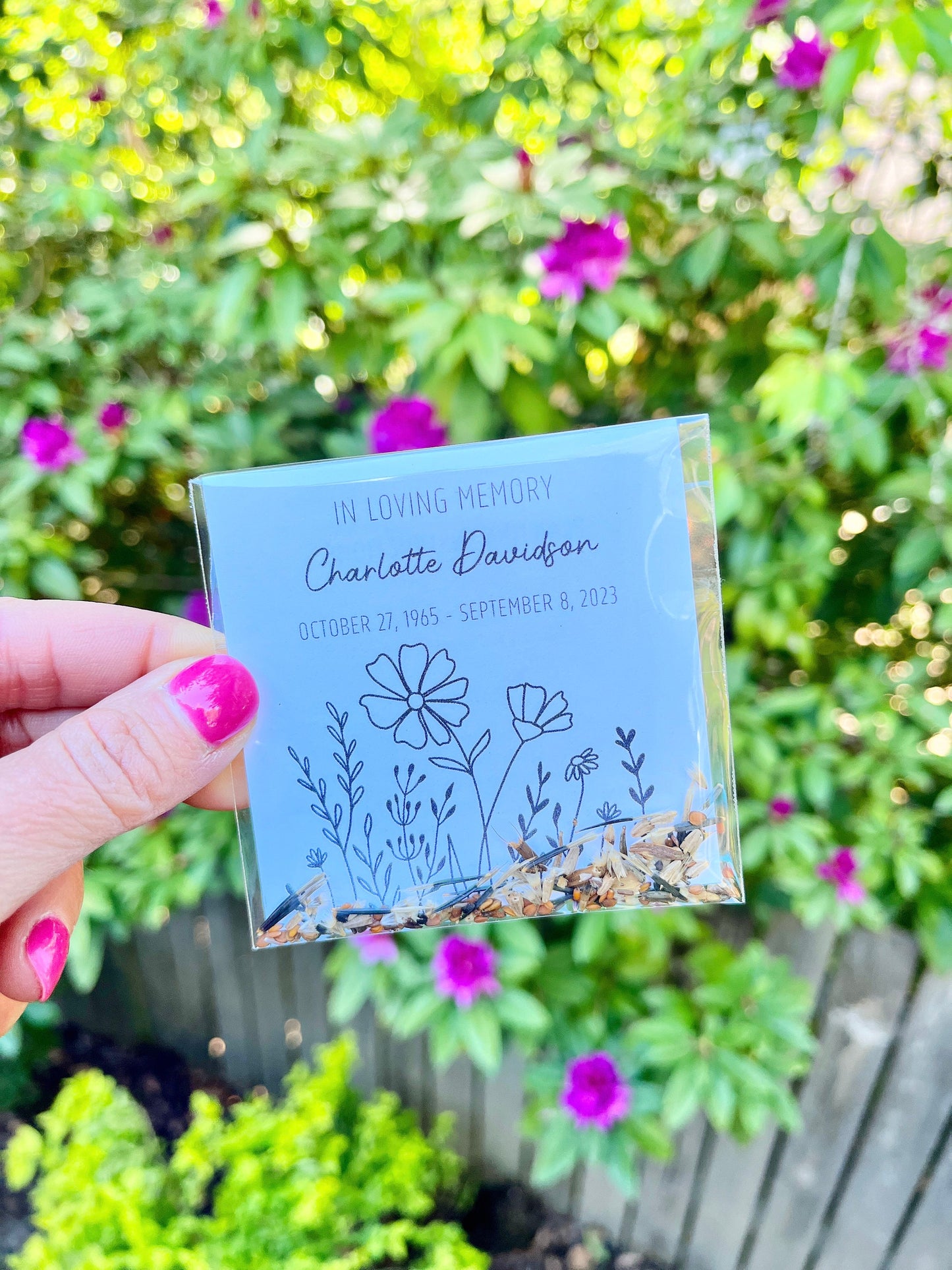 Memorial Card with Wildflower Seeds - Personalized Remembrance in an Envelope