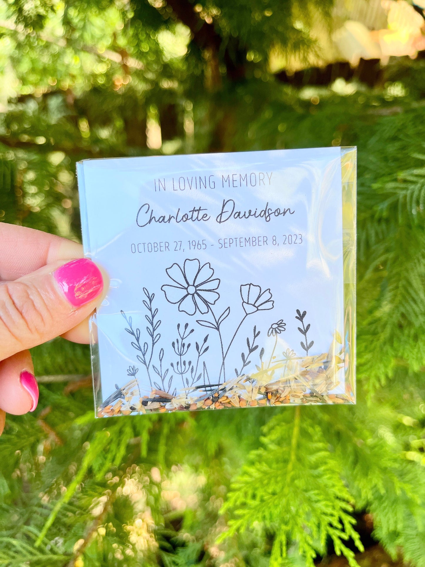 Memorial Card with Wildflower Seeds - Personalized Remembrance in an Envelope